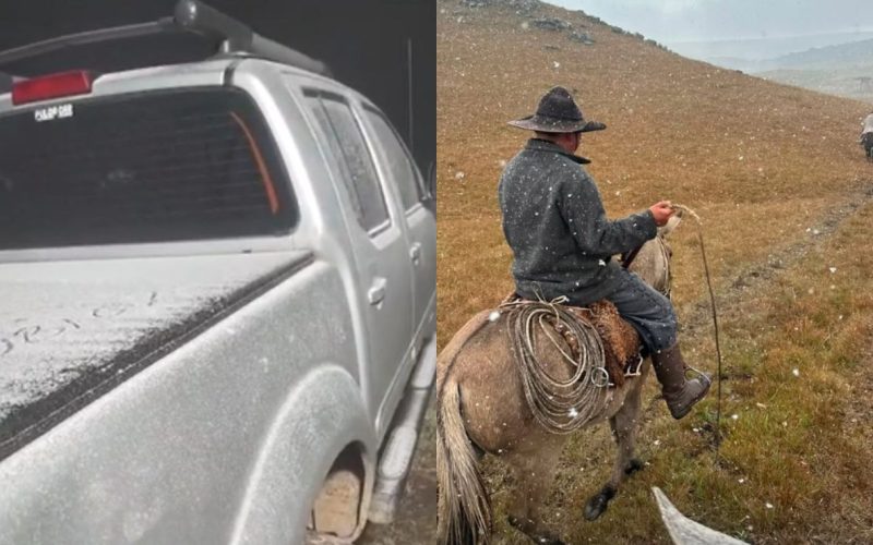Neve surpreende moradores em Urubici, São José dos Ausentes e Cambará do Sul durante onda de frio intenso no Sul do Brasil