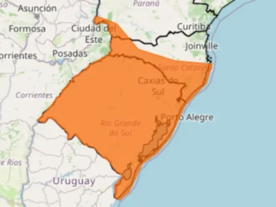 Alerta laranja para temporais e ventos fortes afeta cidades do Sul do Brasil até esta quinta-feira