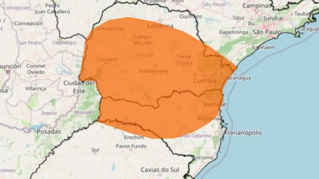 Inmet alerta para tempestades no Oeste de SC e em outras áreas do Sul nesta terça-feira
