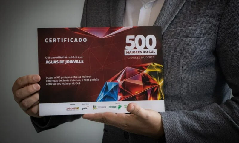 Águas de Joinville se destaca entre as 500 maiores empresas do Sul do Brasil, ocupando a 192ª posição na região e a 51ª em Santa Catarina