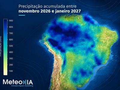 Chuva acima da média é esperada no Centro-Sul até dezembro; Centro-Norte pode enfrentar períodos secos, aponta MeteoIA