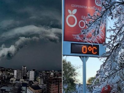 Massa de ar frio deve provocar queda acentuada nas temperaturas e geadas nos estados do Sul do Brasil