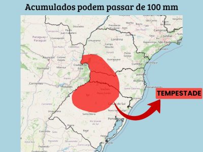 Alerta vermelho para tempestades em áreas de Santa Catarina, Rio Grande do Sul e Paraná nesta sexta-feira
